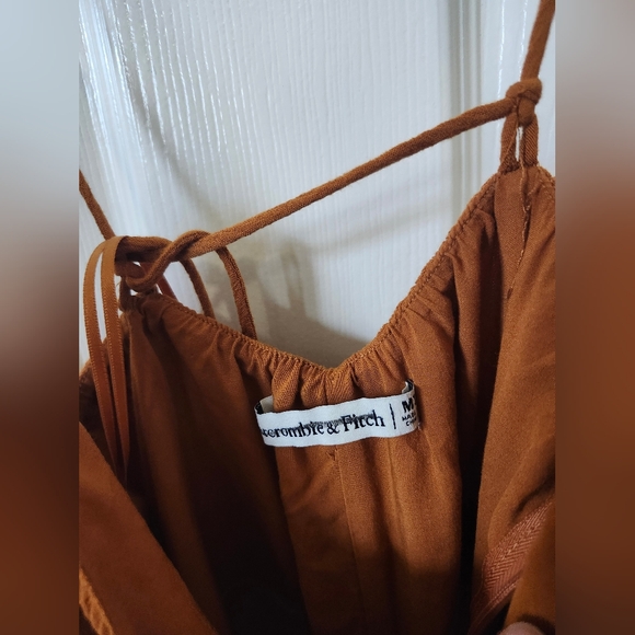 Abercrombie & Fitch Orange Tan Strappy Tie Short Romper M Tall - Picture 7 of 11